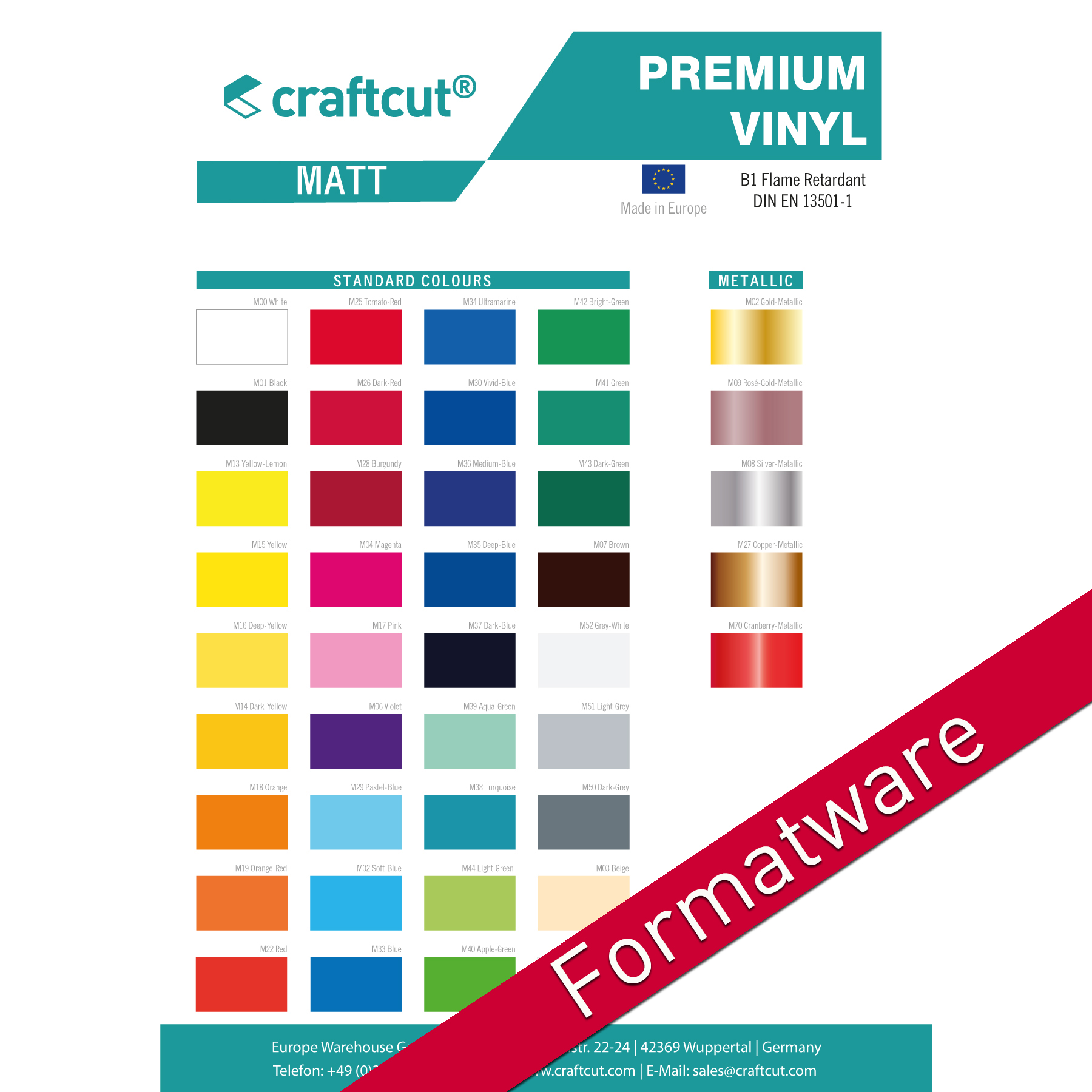 craftcut® Premium Vinyl matt Formatware 21 x 30,5 cm