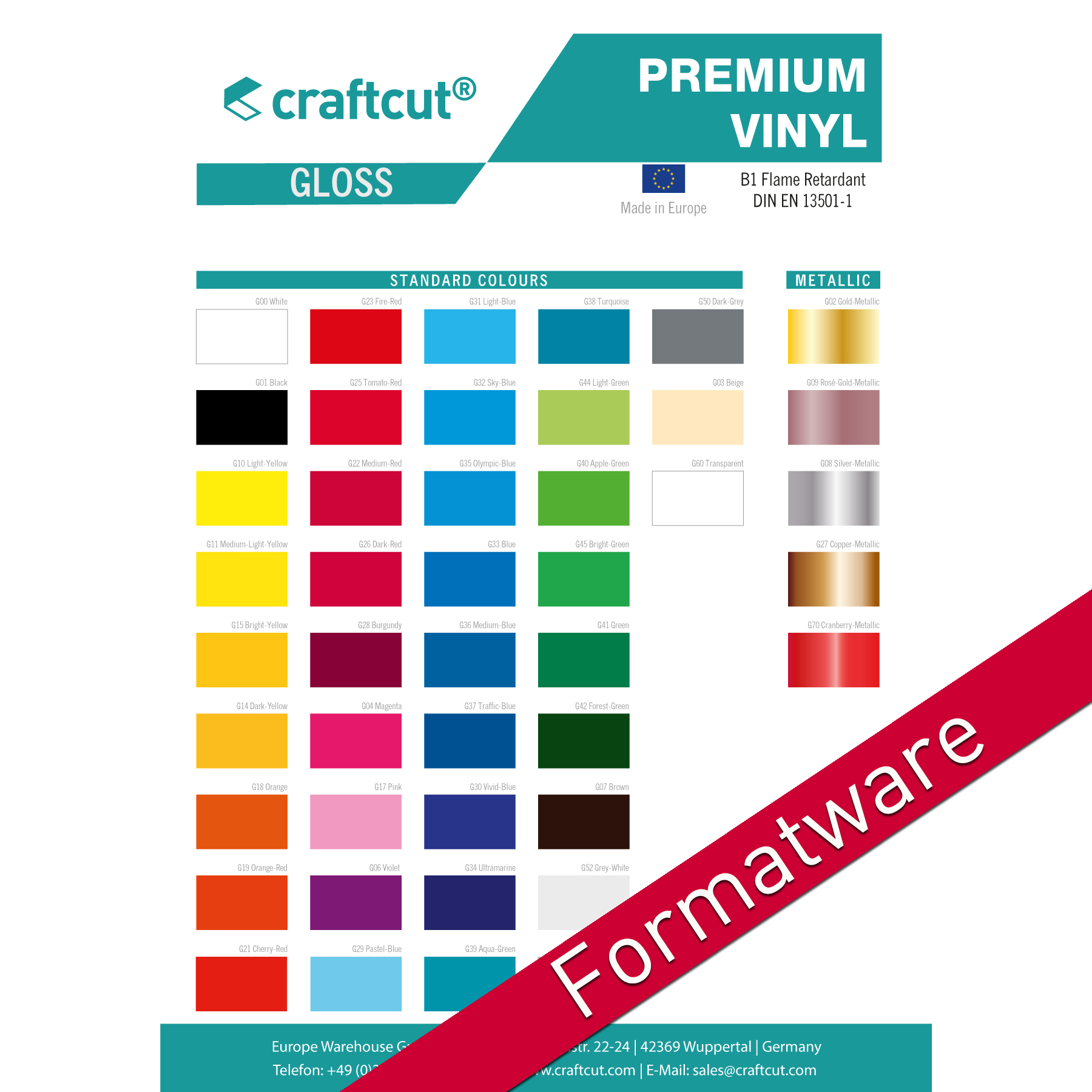 craftcut® Premium Vinyl glänzend Formatware 21 x 30,5 cm