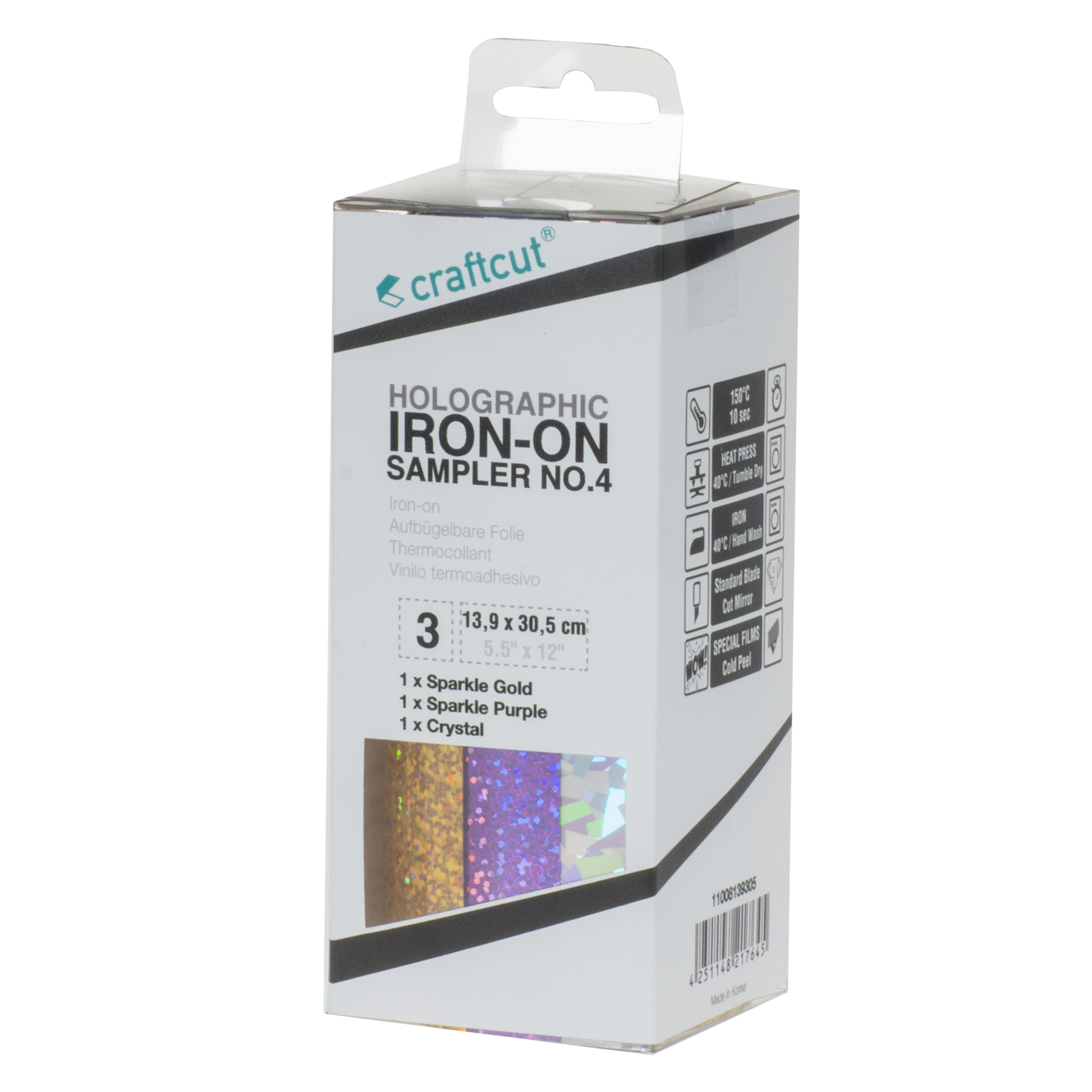 craftcut® Holographic Iron-On, Sampler No.4, 3 x 13,9 cm x 30,5 cm